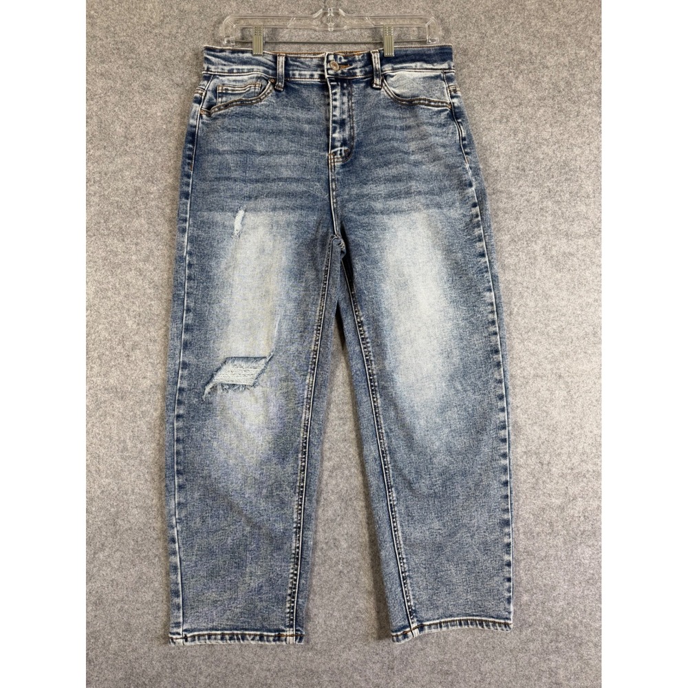 Wax Jean Collection Distressed Straight Leg Jeans Womens 13/31 Blue Excellent